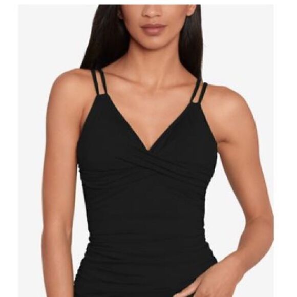 RALPH LAUREN Women's Double-Strap-Front Tankini Top Beach Solids Twist Camikini - Picture 8 of 8
